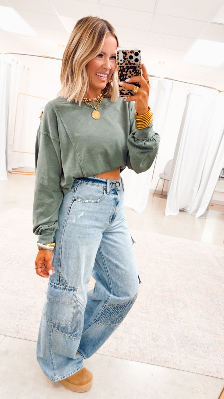 Claire Long Sleeve Top-Regency Green