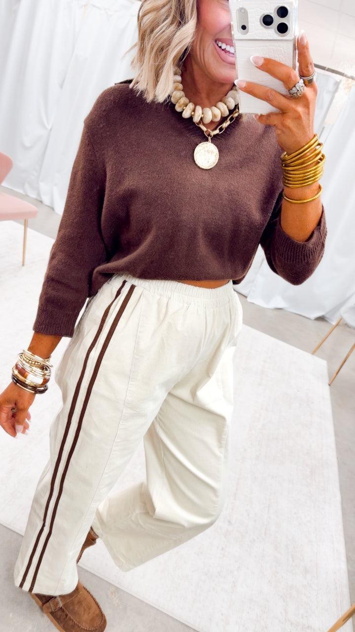 The Sidekick Pants-Cream/Chocolate
