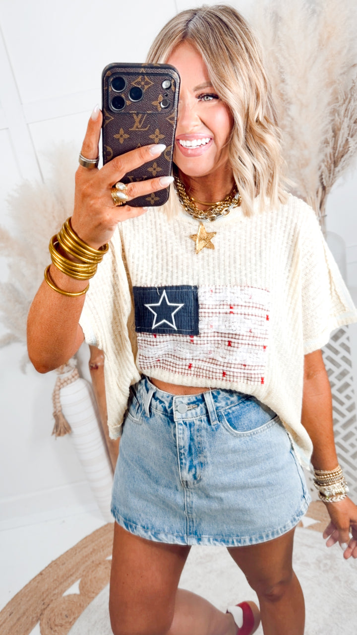 The Freedom Flag Tee-Butter Milk