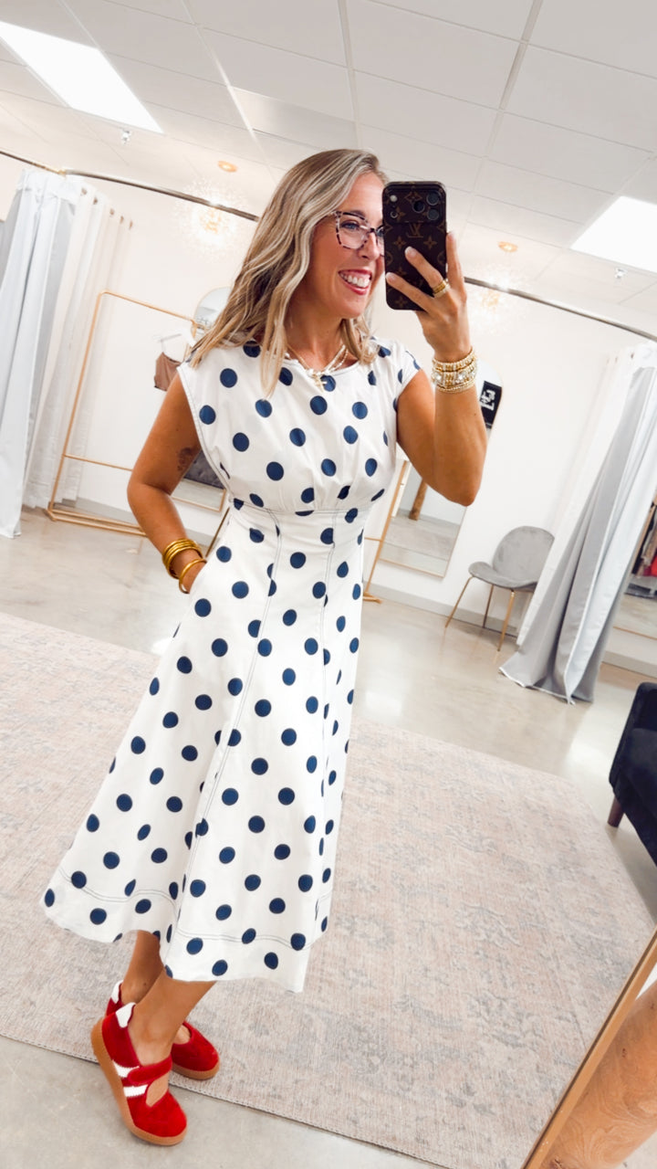 The Spot On Midi Dress-Ash/Navy