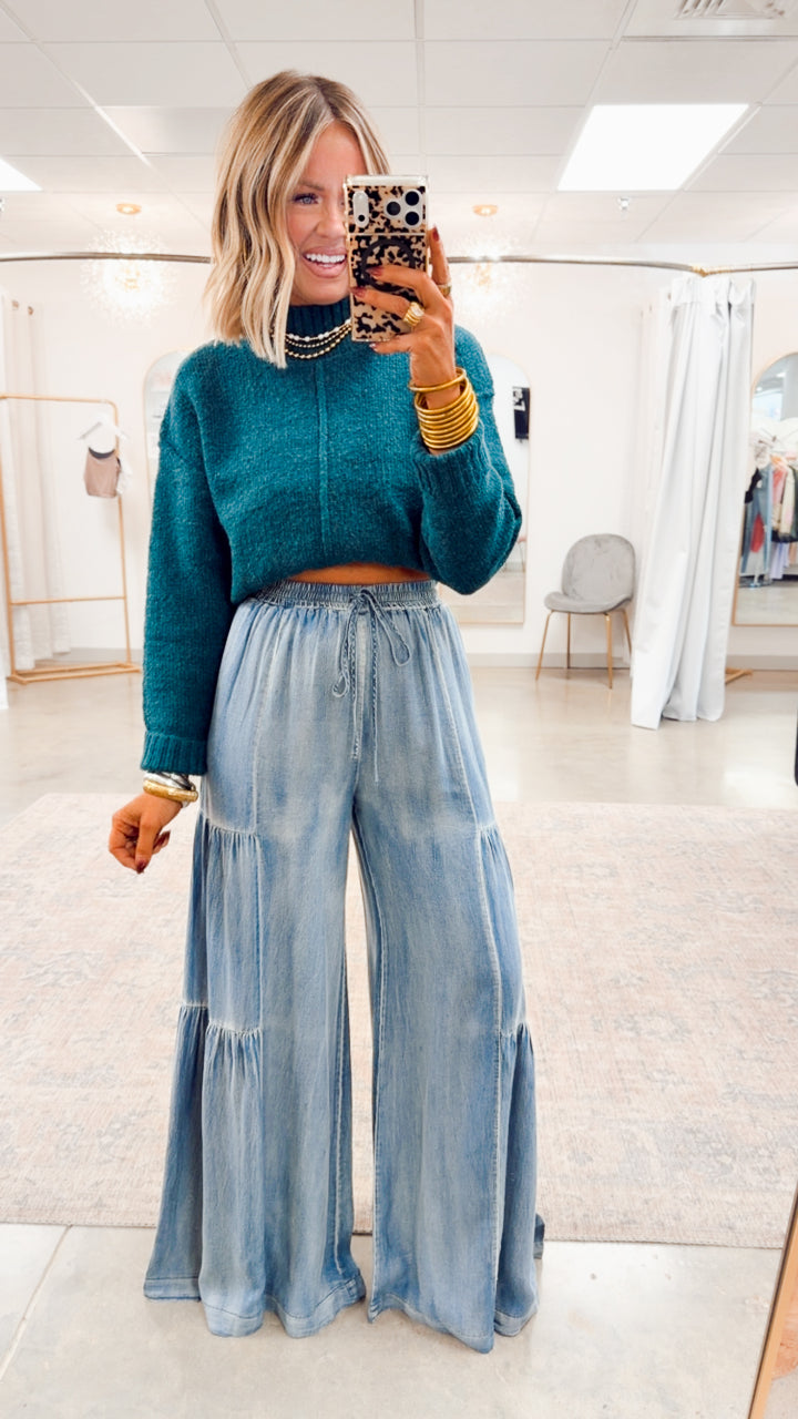 The Wintermere Mock Neck Sweater-Emerald