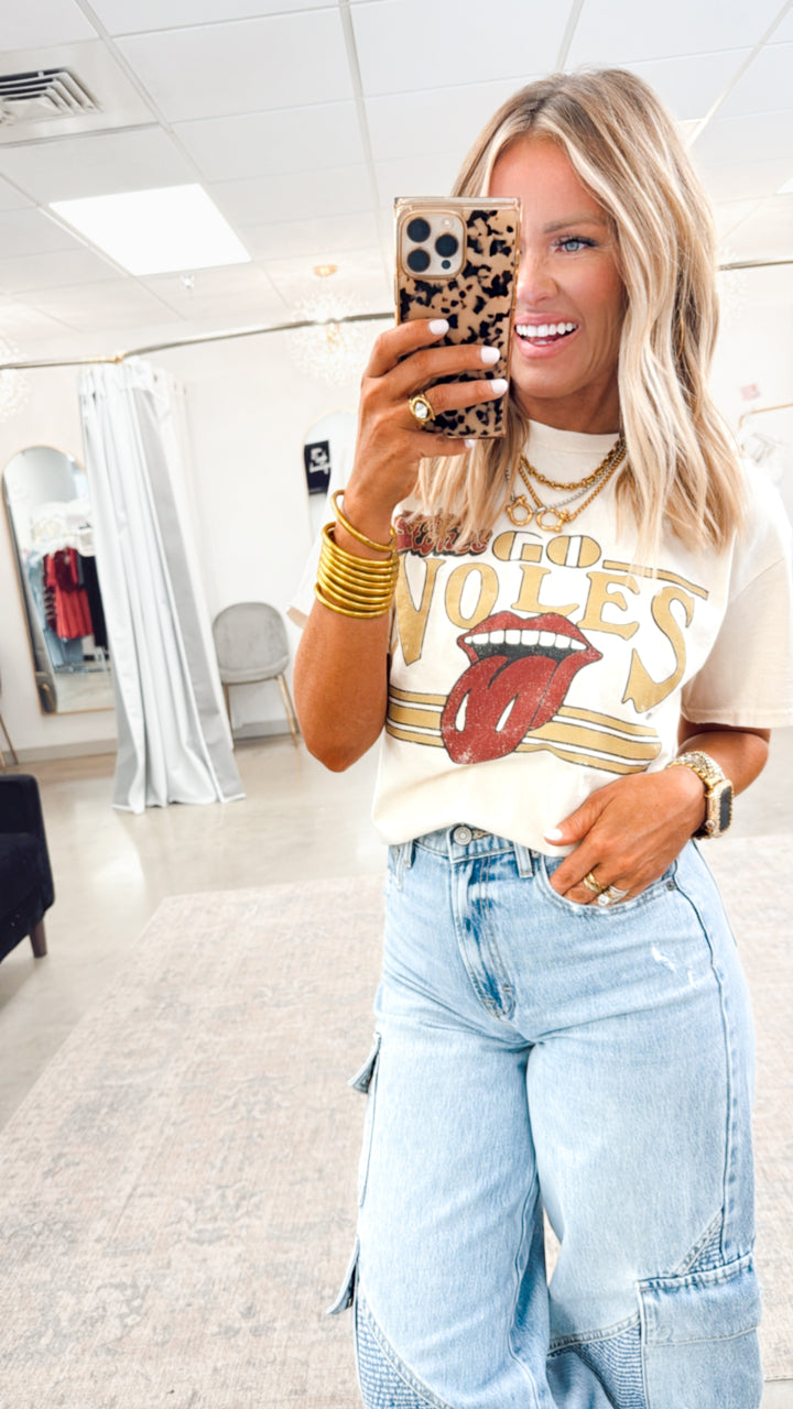 Rolling Stones Go Seminoles Thrifted Tee