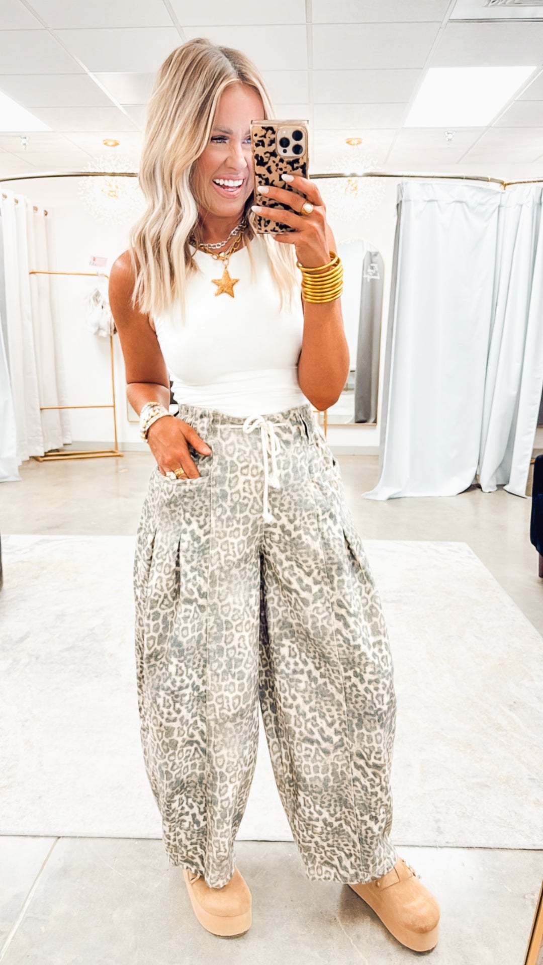 Stella Leopard Barrel Jeans