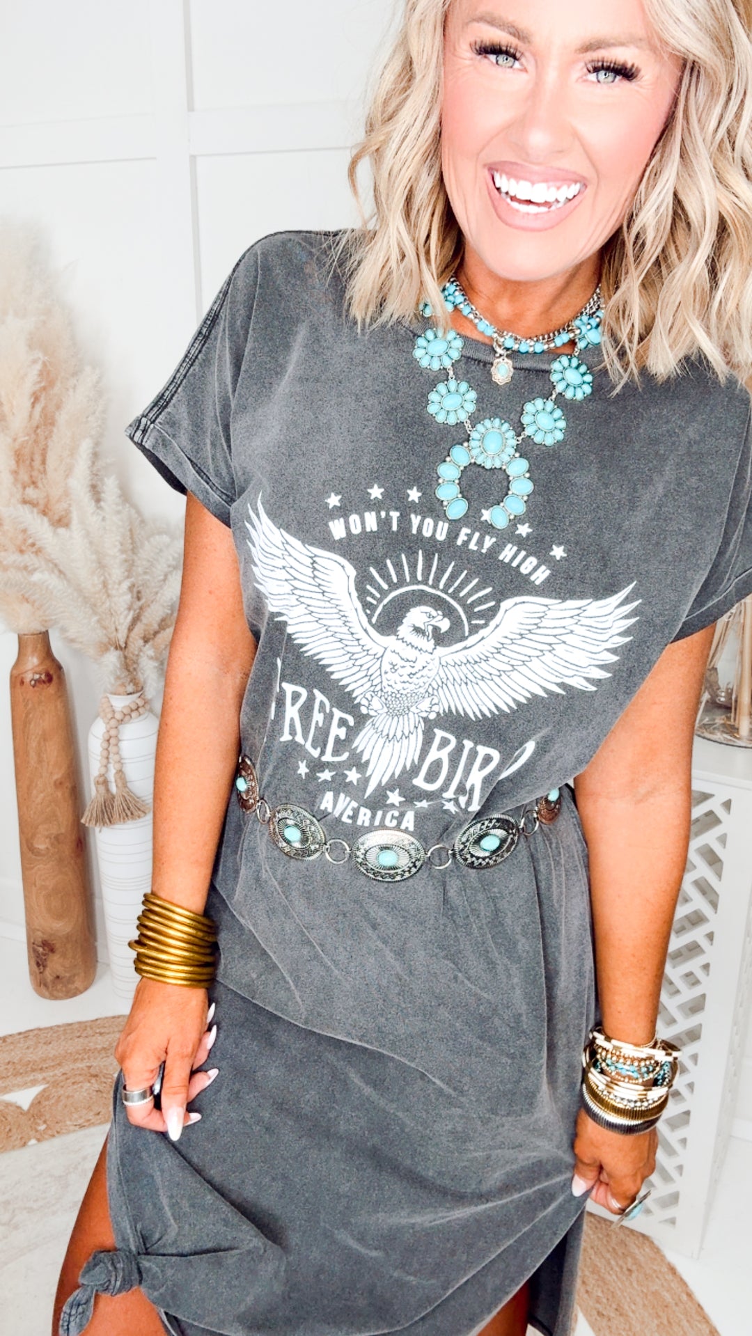 Won't You Fly High T-Shirt Maxi Dress-Black