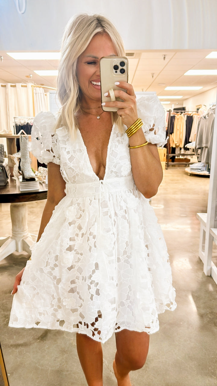 Lace Plunge Neck Dress
