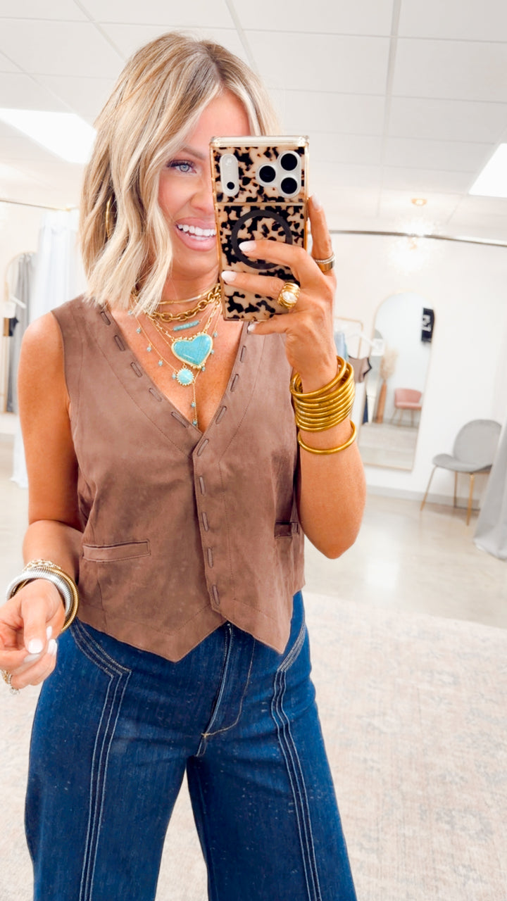 The Frontier Fancy Vest-Espresso