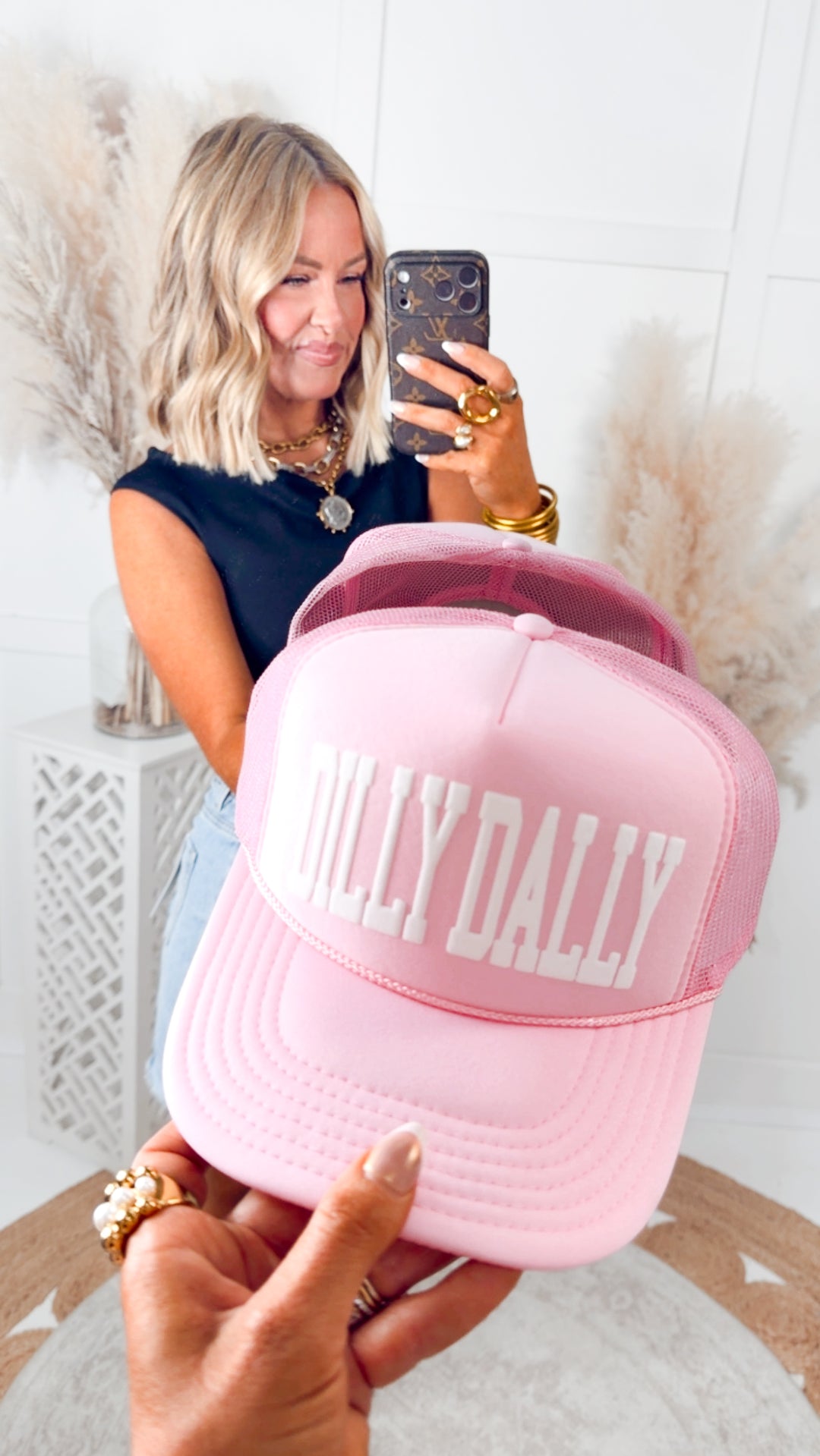Dilly Dally Light Pink Trucker Hat