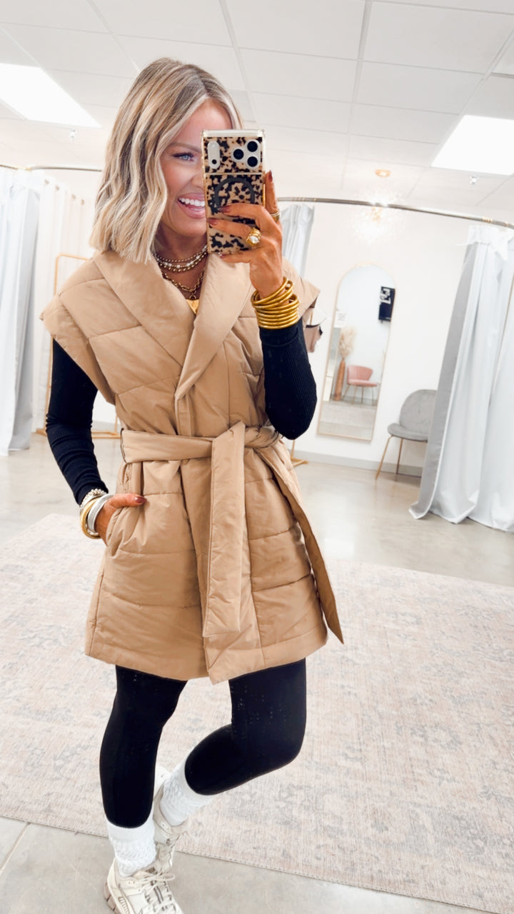 The Vivienne Shawl Vest-Taupe