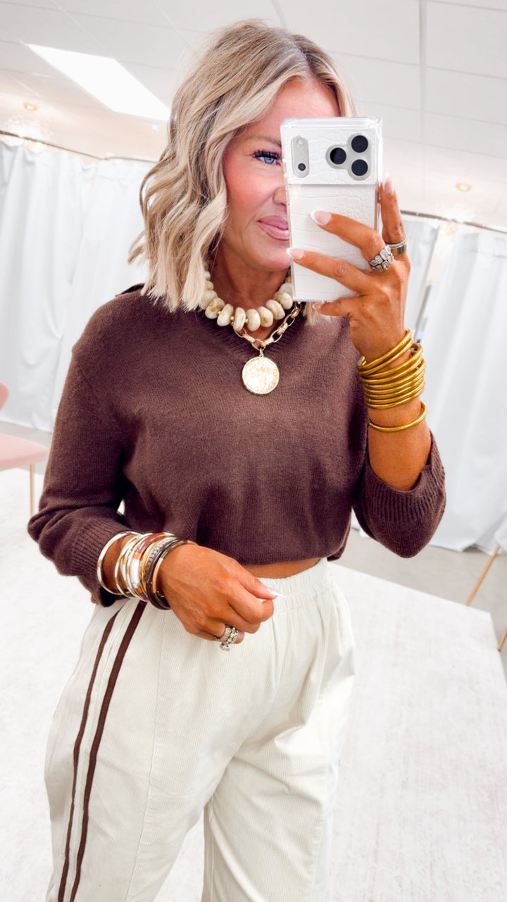 The Hampton House Sweater-Chocolate