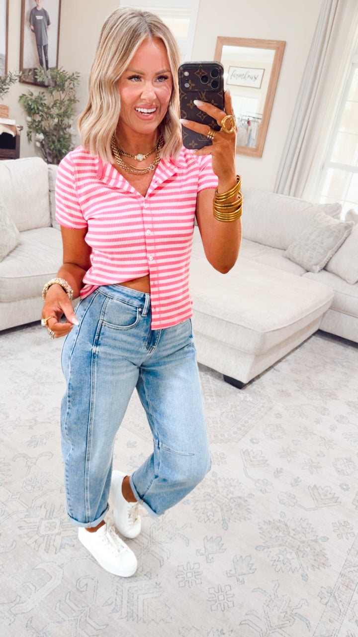 Piper Stripe Top-Pink