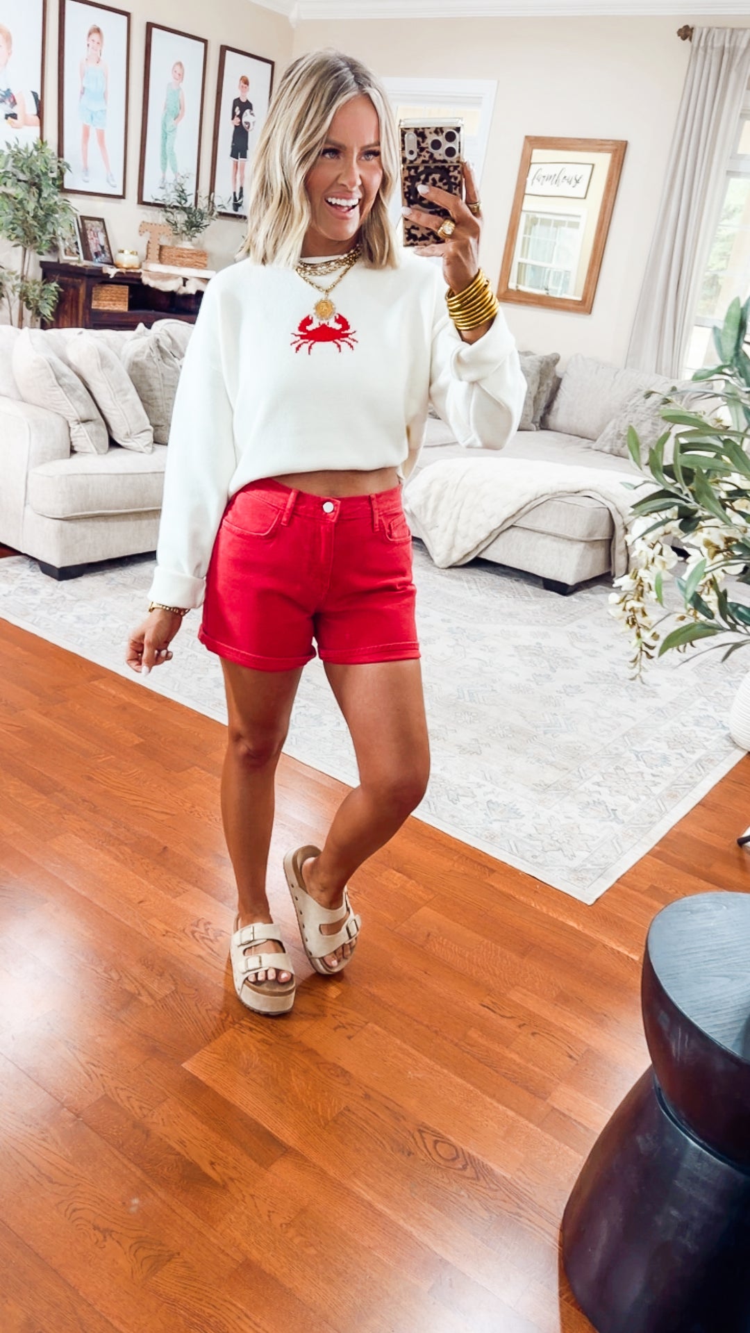 Emma High Rise Shorts-Red