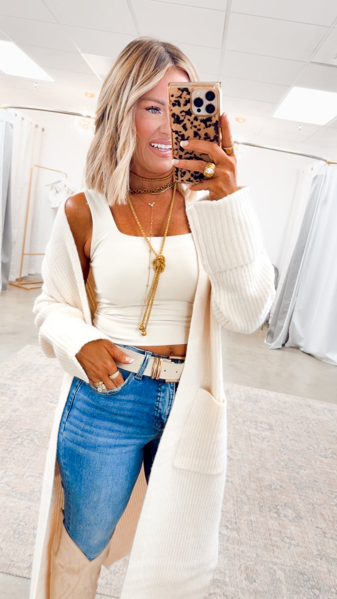 Ashby Longline Cardigan-Ecru