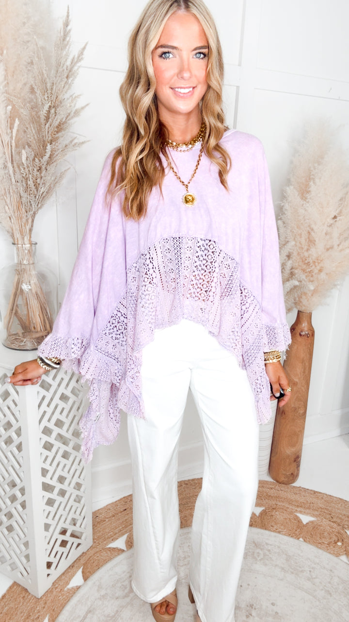 The Dusty Sky Poncho Top-Lavender