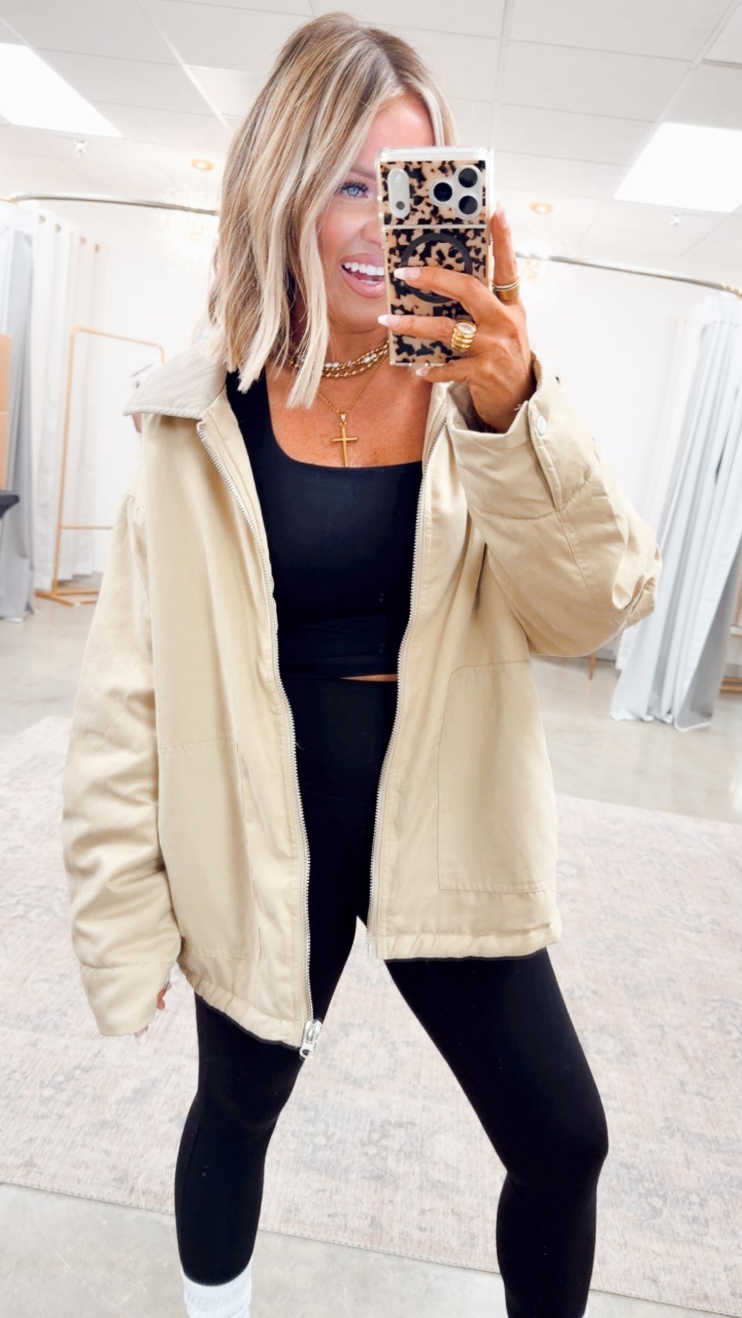 Fern Puffer Barn Jacket-Beige