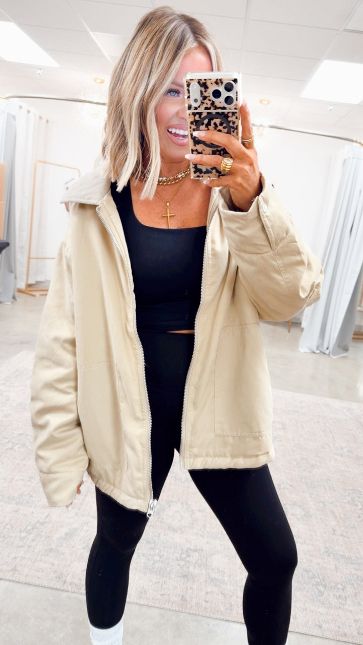 Fern Puffer Barn Jacket-Beige