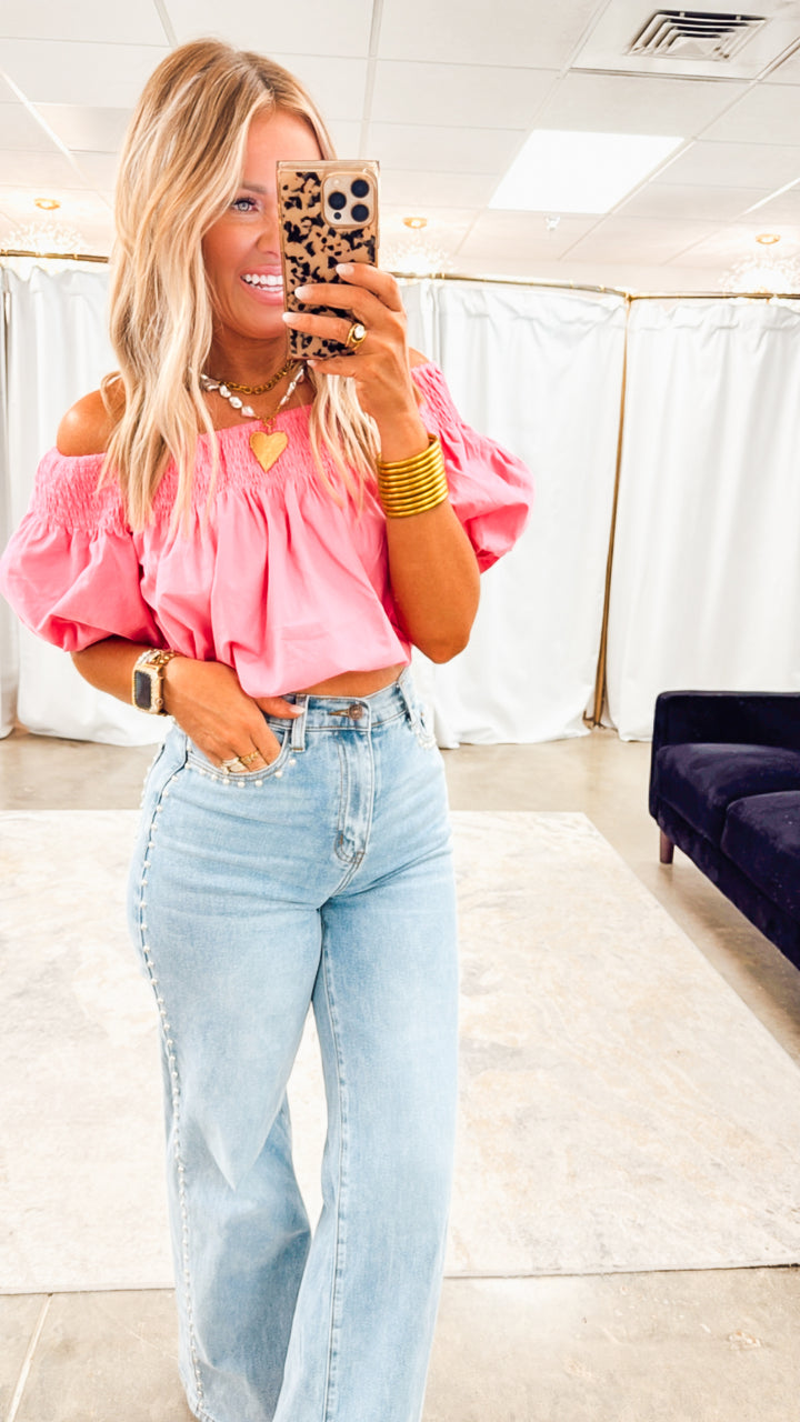 Catalina Off-the-shoulder Blouse-Punch