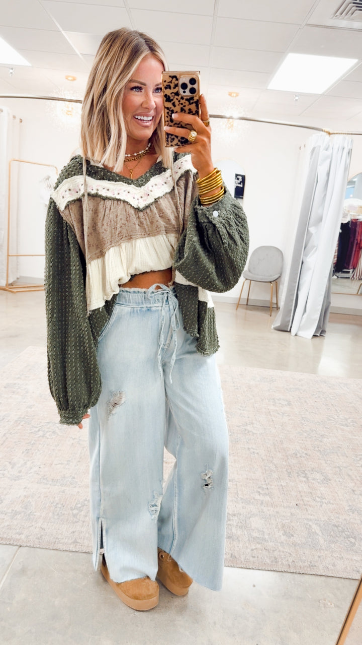 All Retro Hoodie Top-Olive