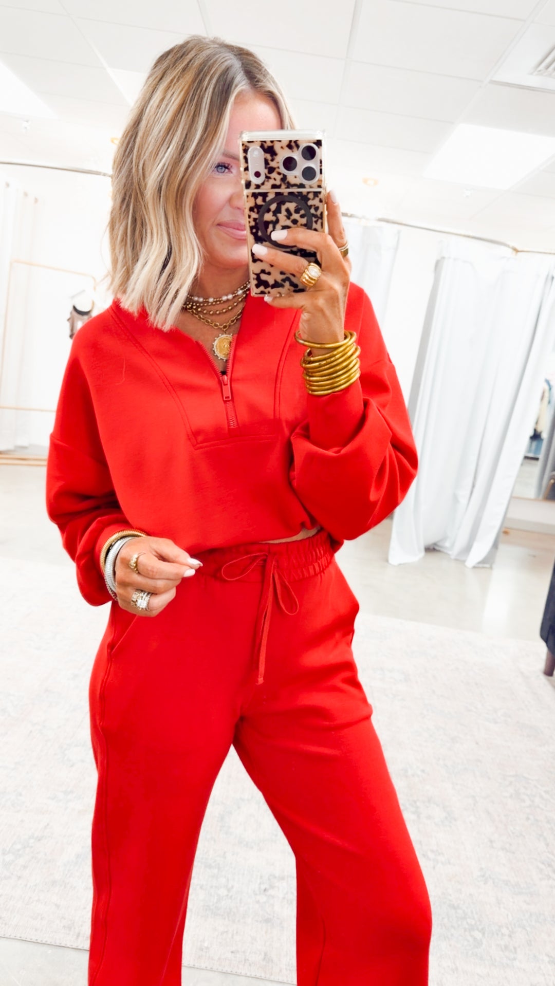 Smooth Form Half Zip Jacket-Red