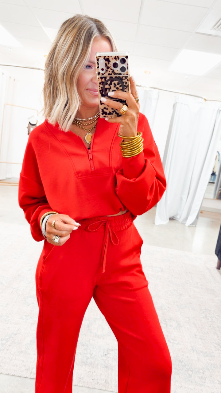 Smooth Form Half Zip Jacket-Red