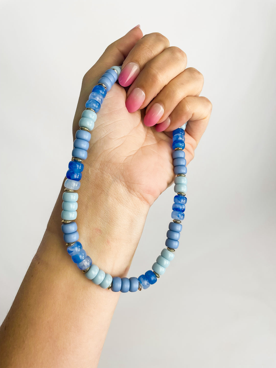 Aubrey Beaded Necklace-Lt. Blue