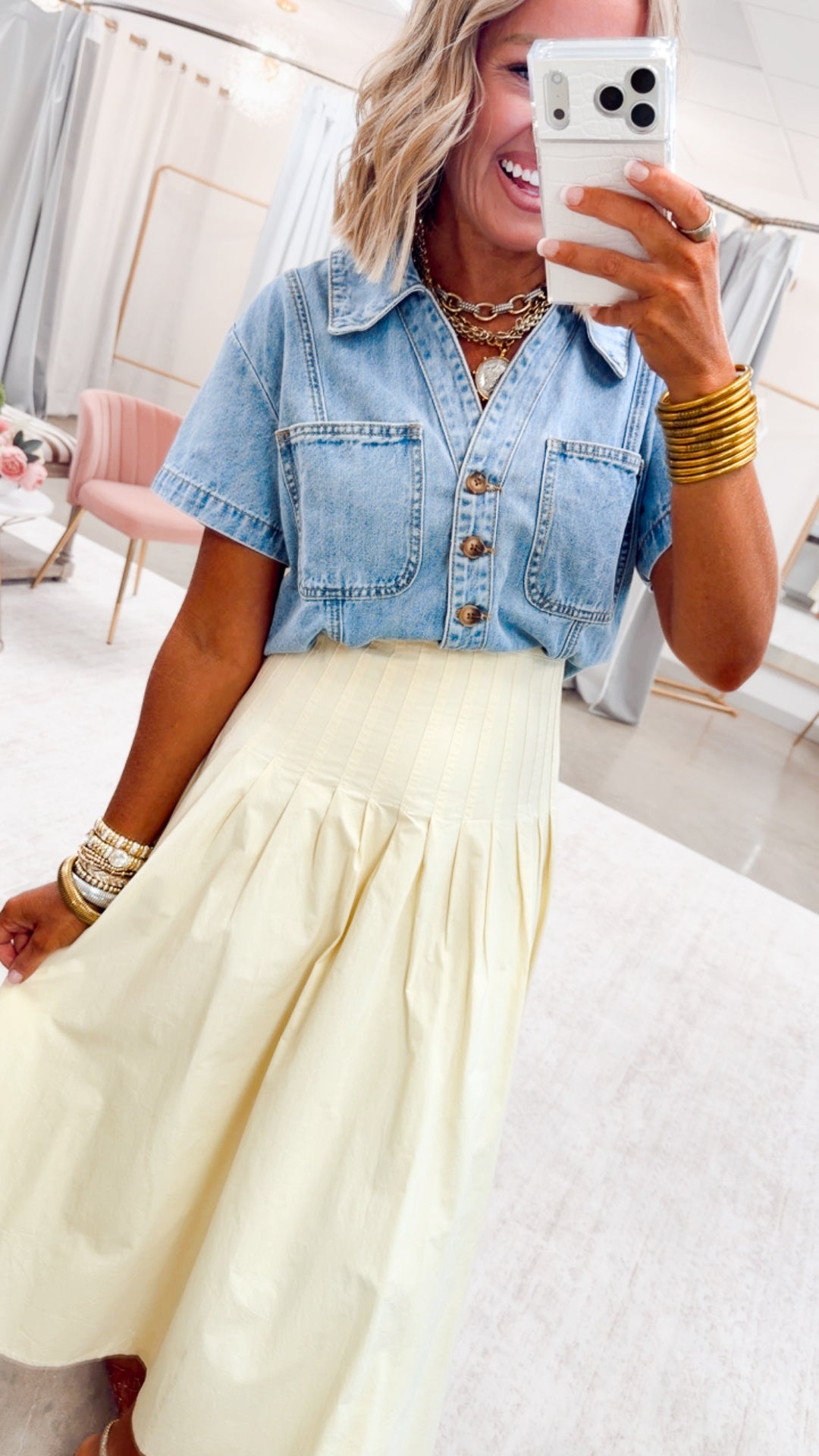 The Harper Poplin Skirt-Lemon