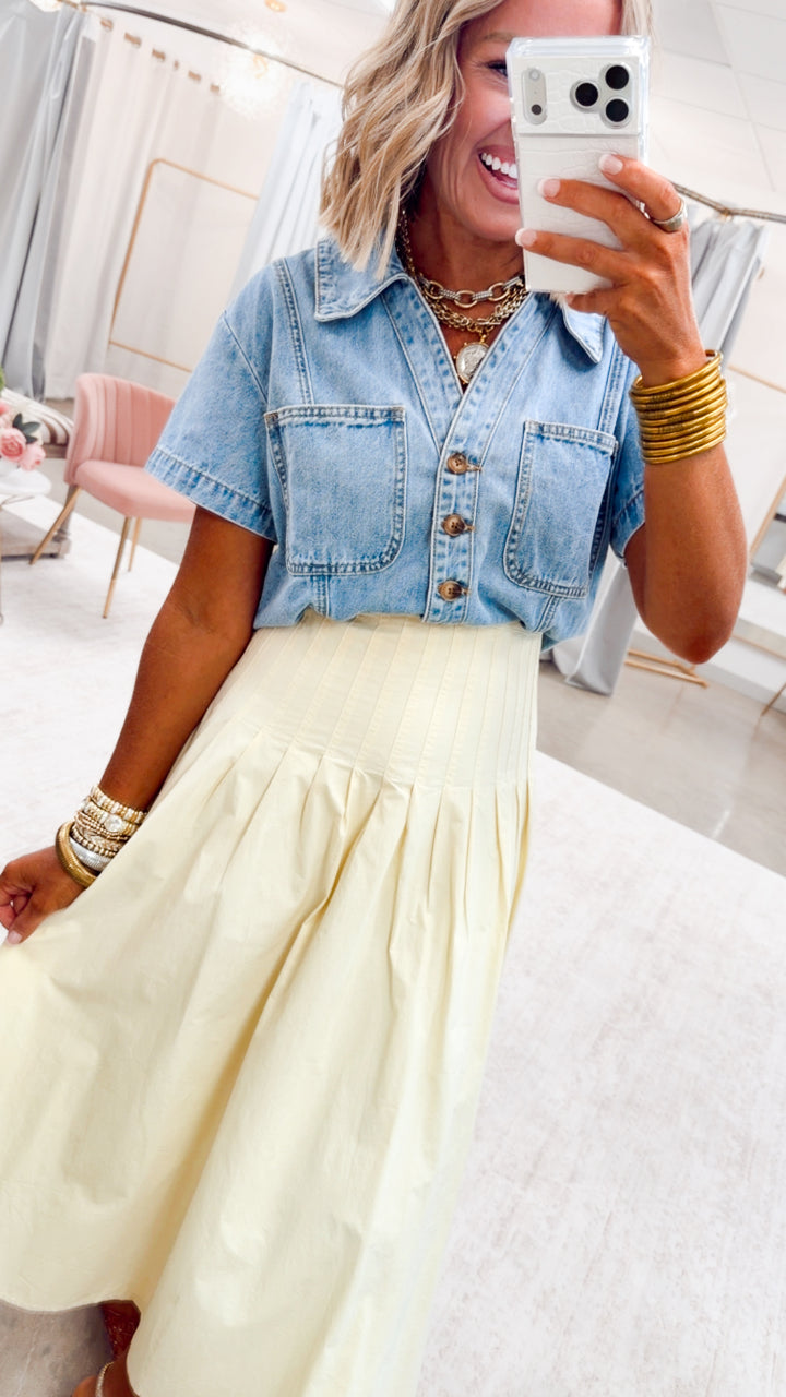 The Harper Poplin Skirt-Lemon