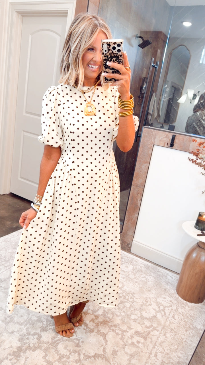 Classic Polka Dot Midi Dress