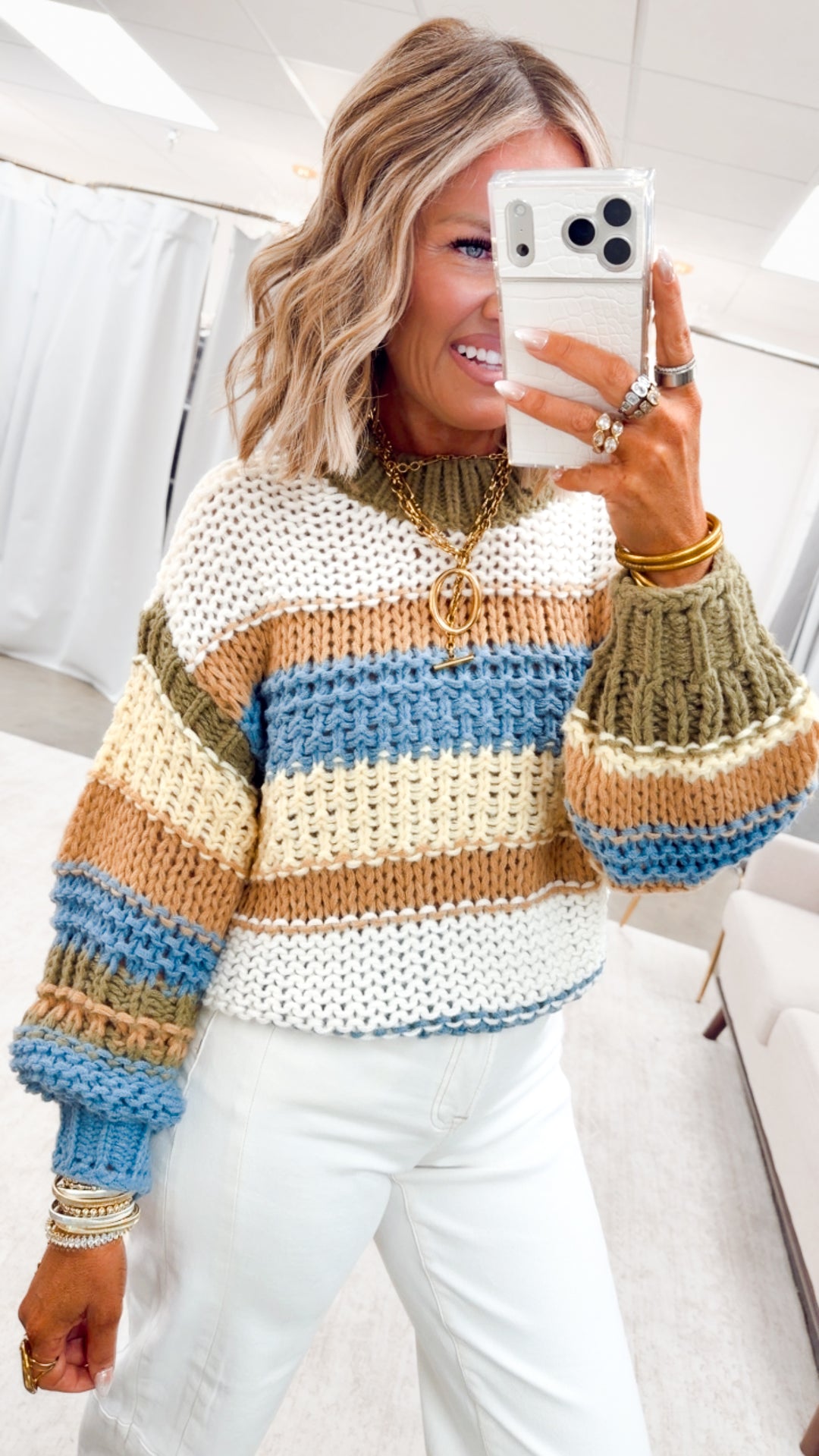 Honey & Hues Sweater-Denim/Yellow