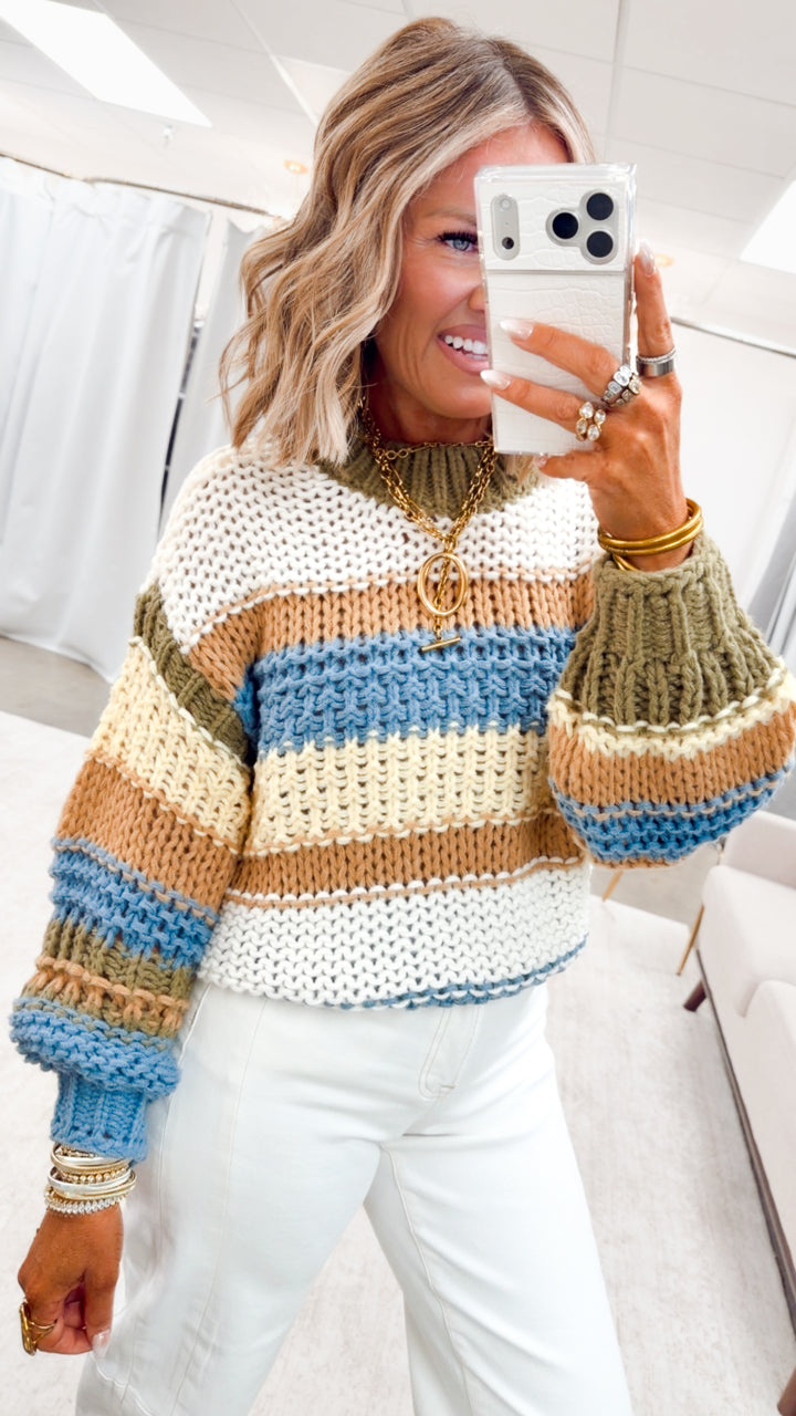 Honey & Hues Sweater-Denim/Yellow