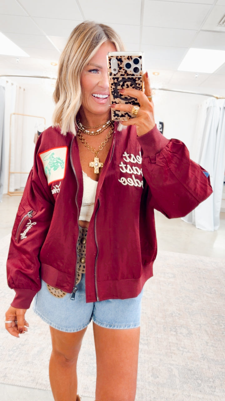 West League Bomber Jacket-Burgundy