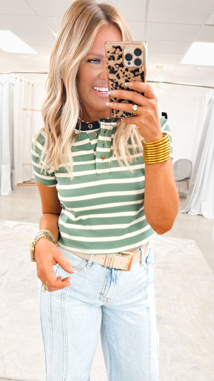 Sage Stripe Top