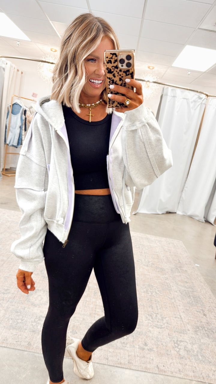 Lilac Seam Oversized Hoodie Jacket