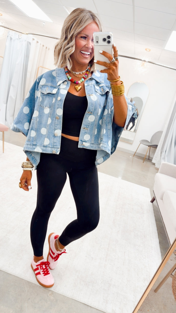 The Dottie Denim Cape Jacket