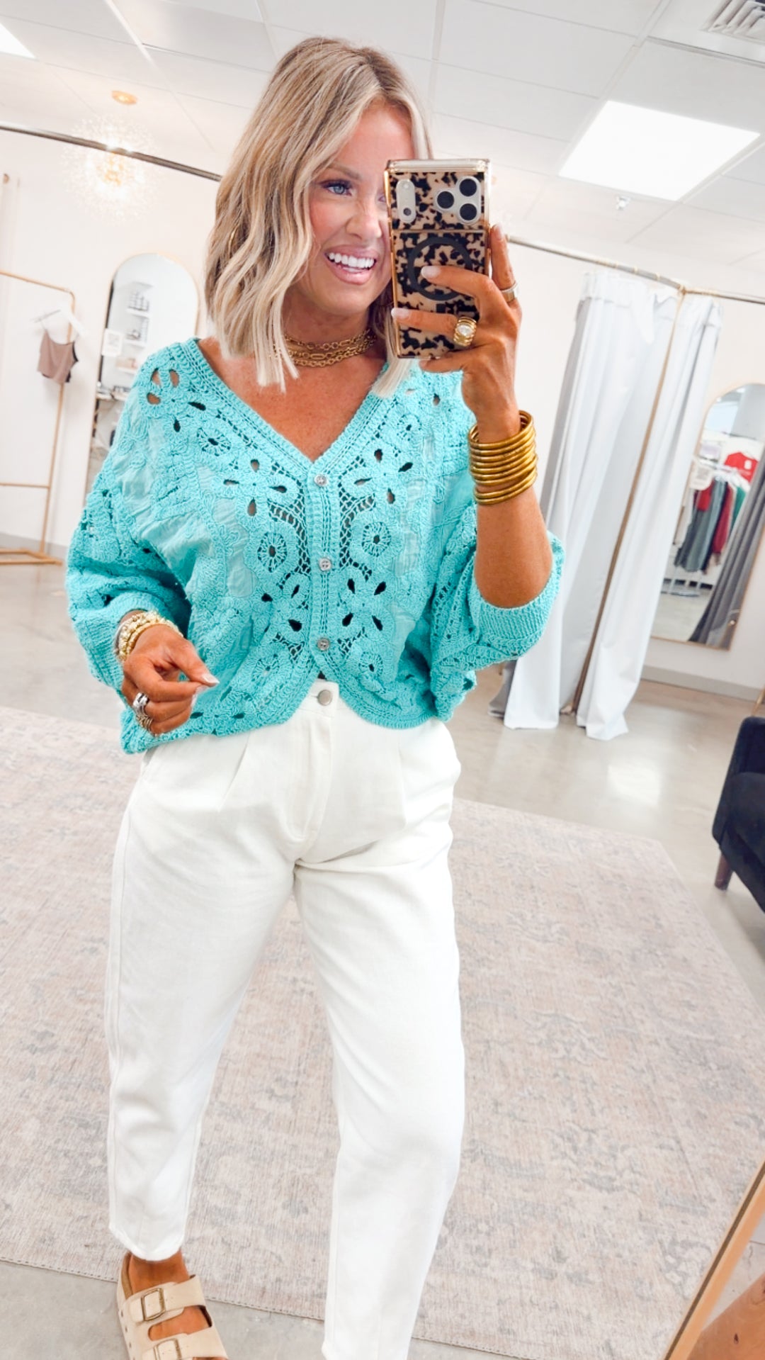 Desert Dream Crochet Cardigan-Mint