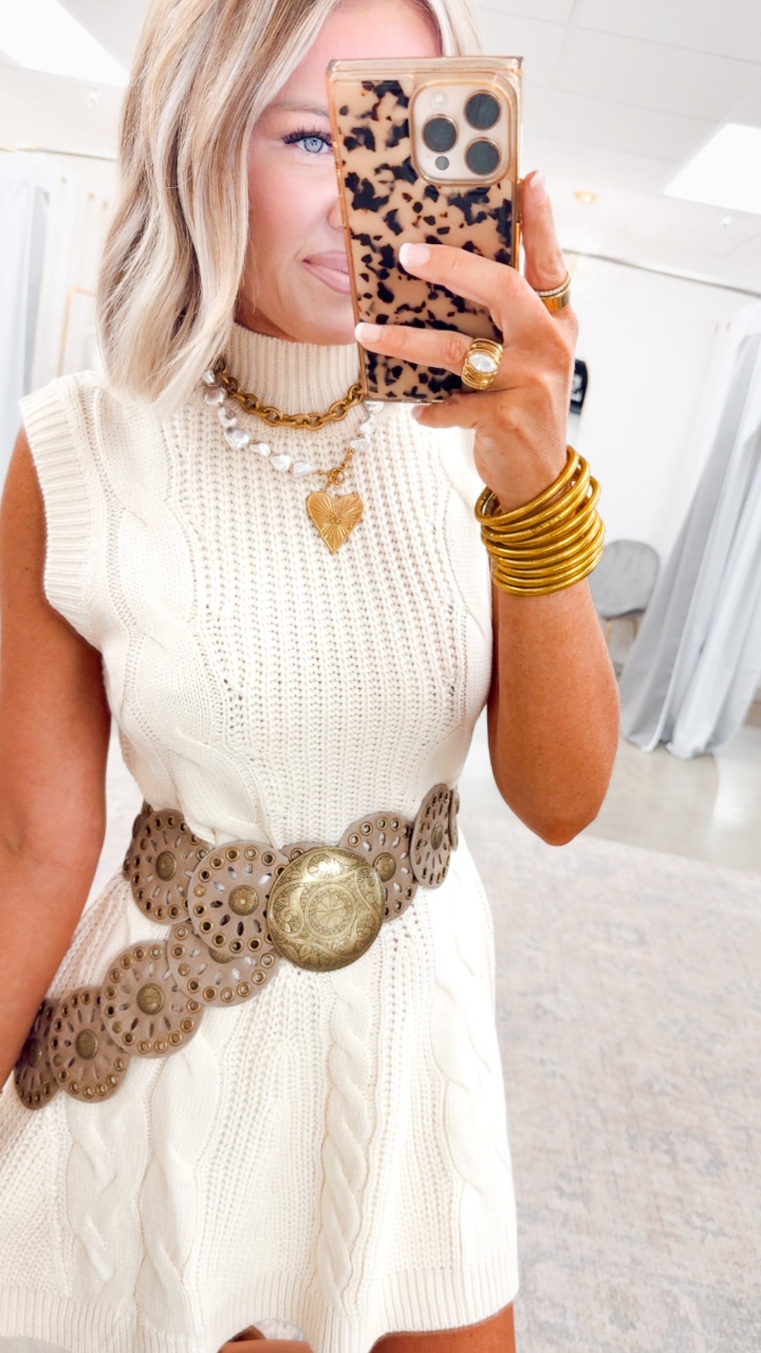 Eloise Mock Neck Sweater Dress-Cream