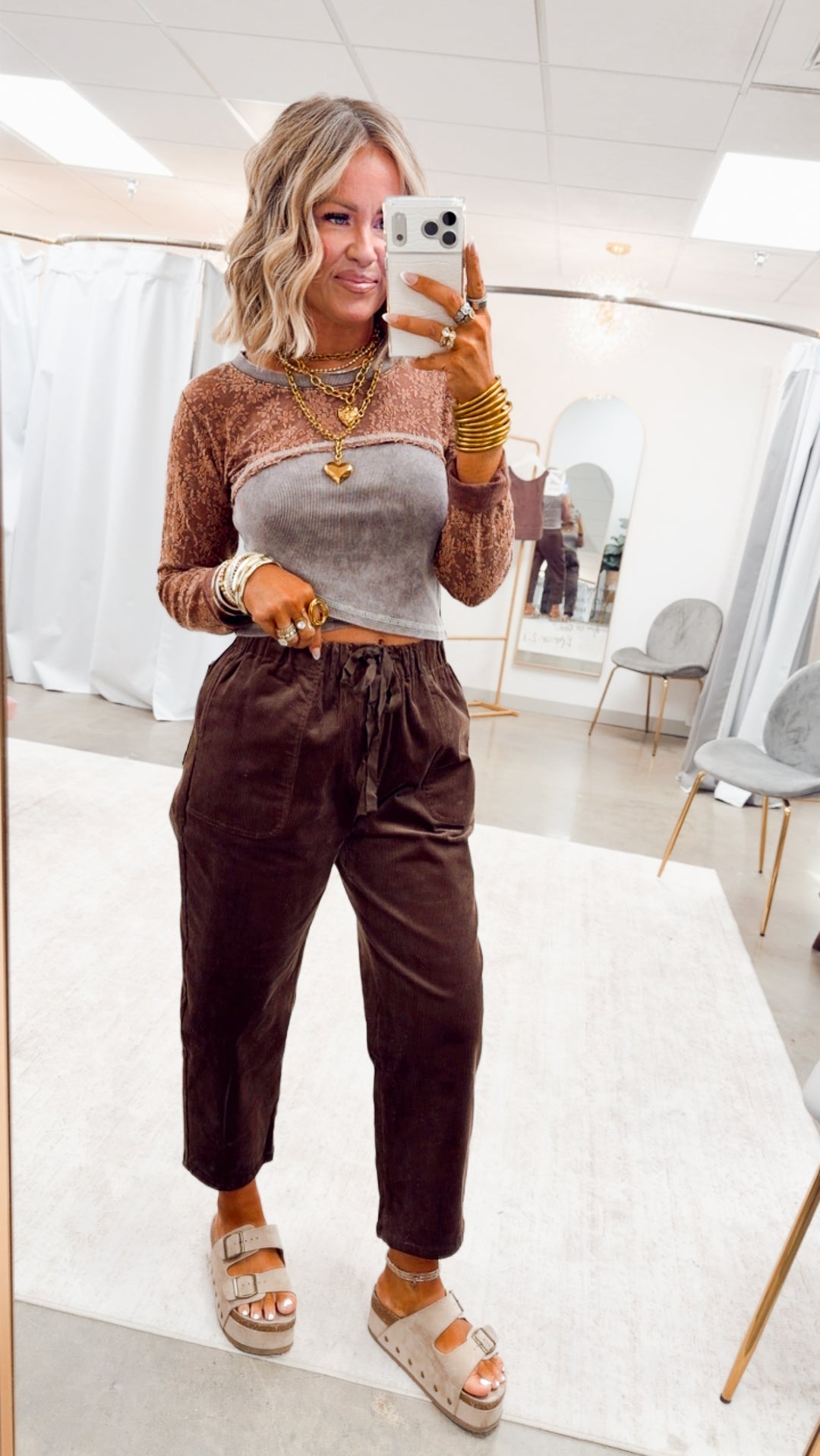 The Laced In Love Top-Cocoa
