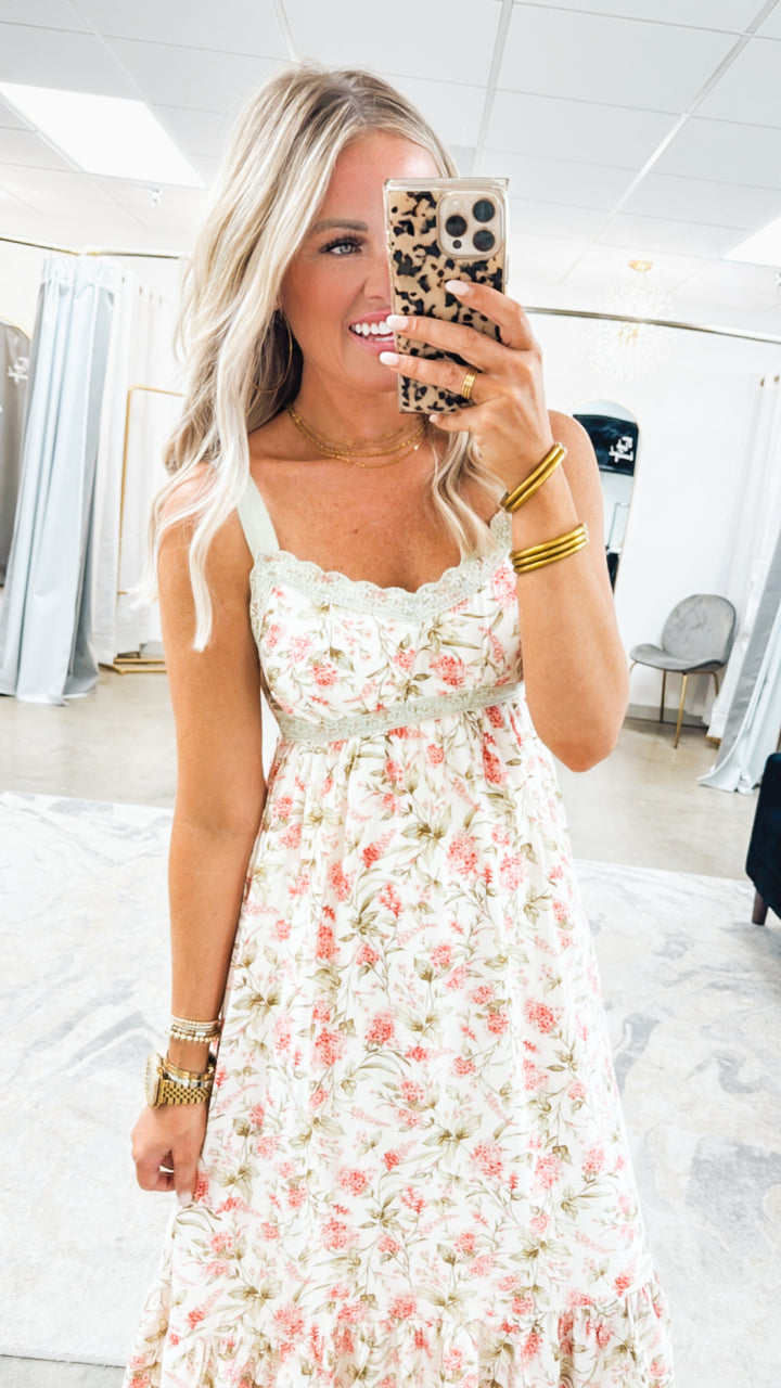 Giselle Lace Trim Midi Dress