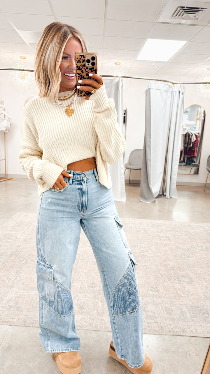 Remi Cropped Sweater-Cream