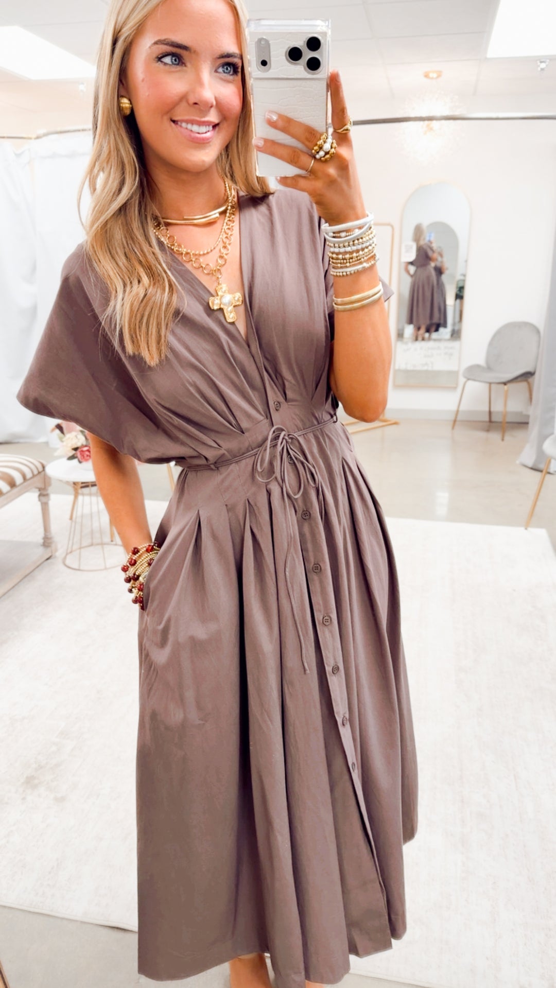 The Perfectly Placed Dress-Cocoa Powder