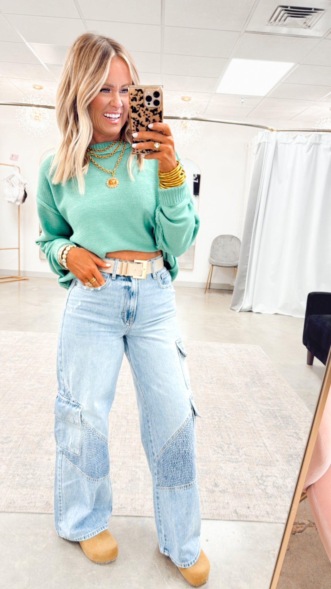Emma Cropped Sweater-Emerald