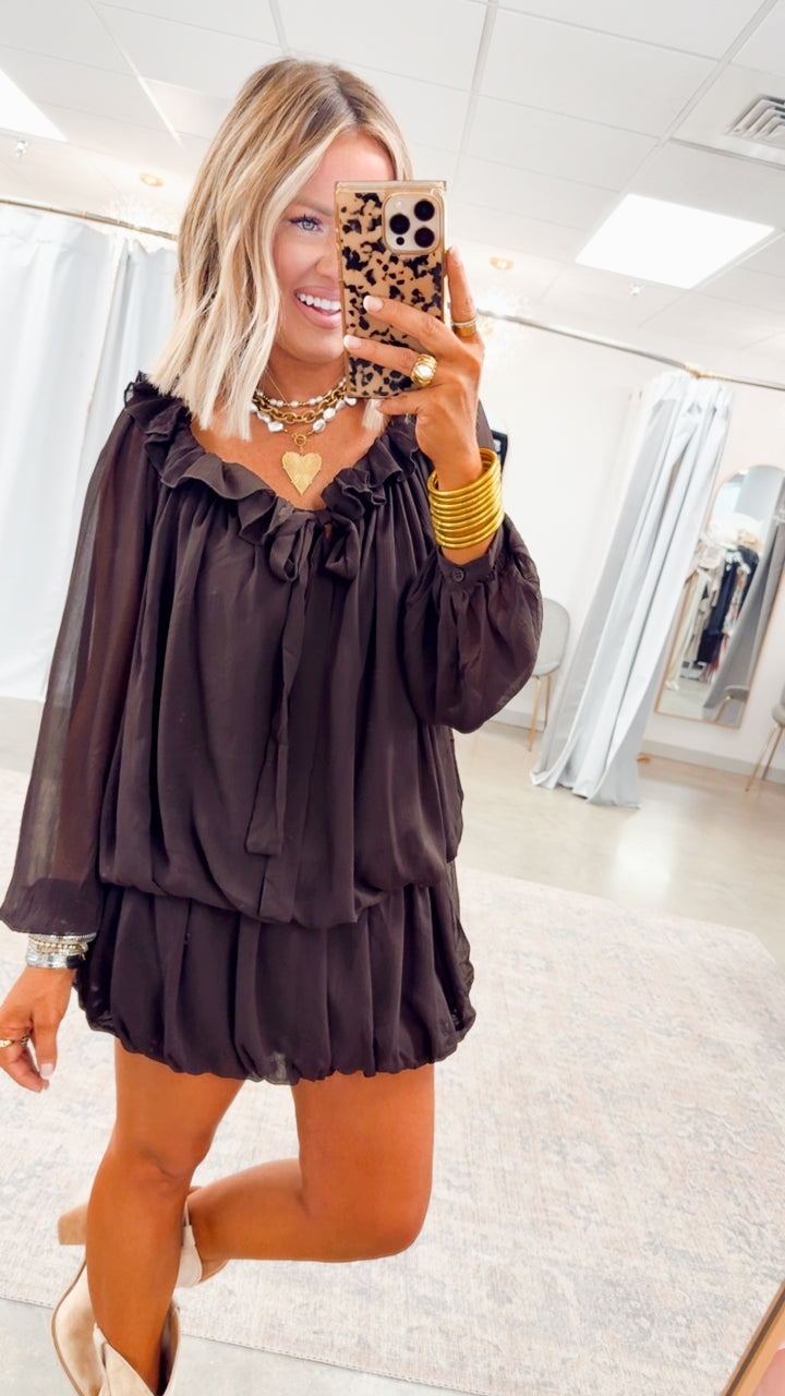 Nola Bubble Tiered Dress-Espresso