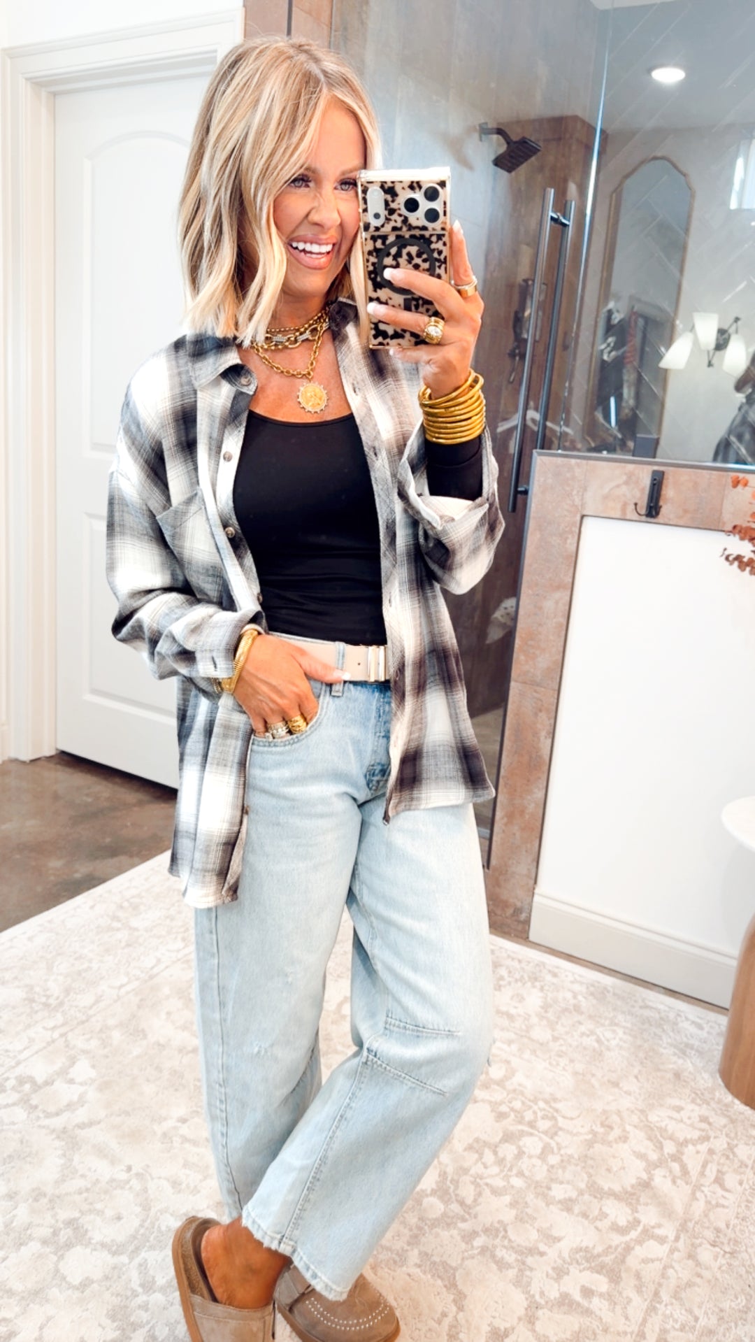 Charcoal Flannel Top