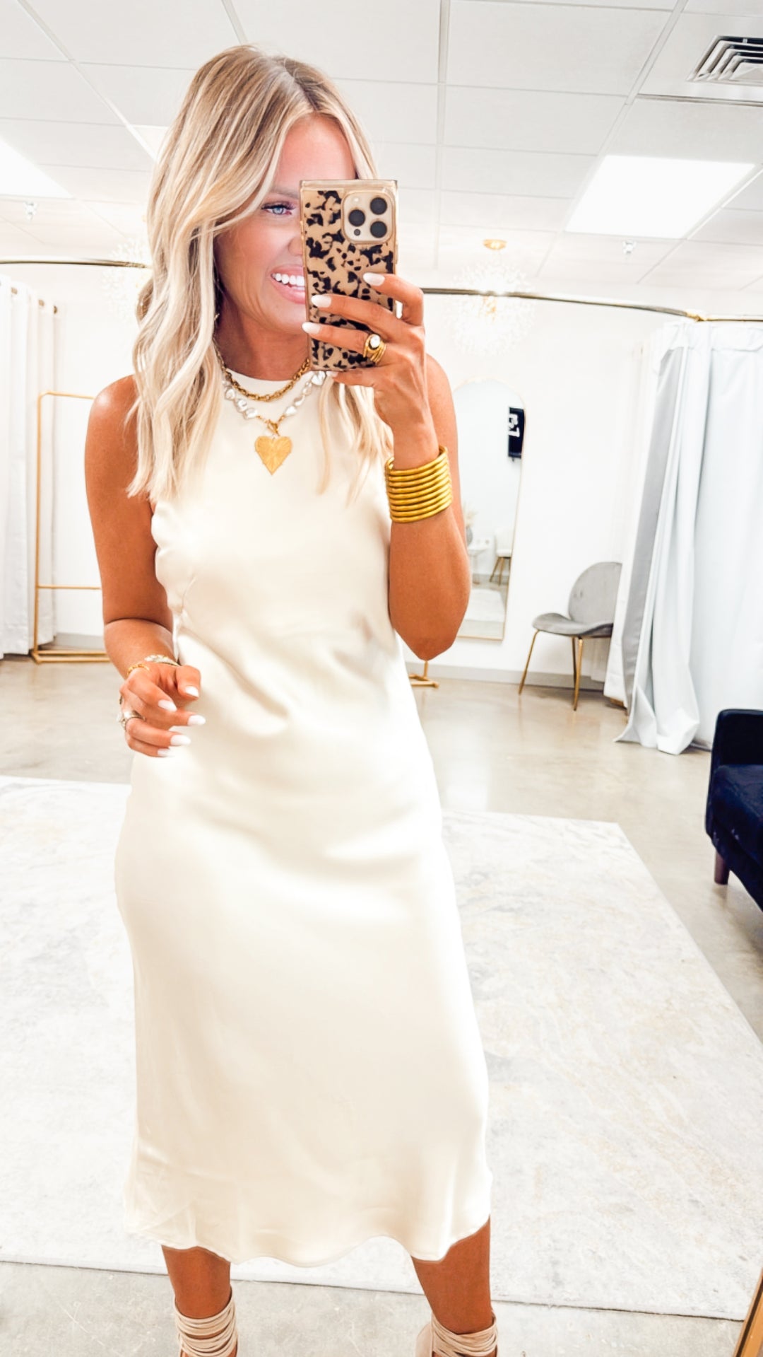 Satin Charm Midi Dress-Alpaca