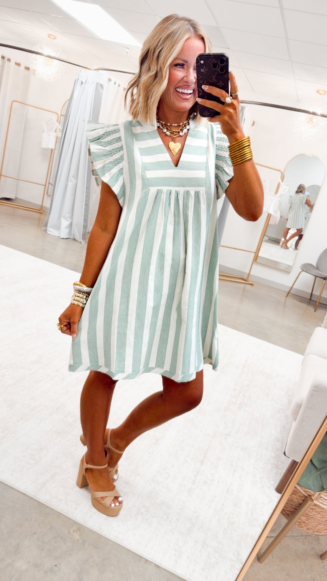 The Sweet Soleil Flutter Dress-Green