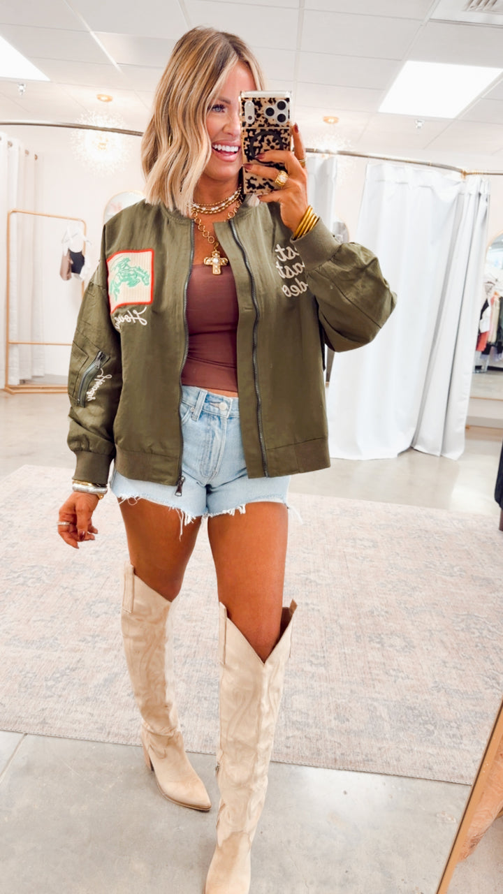 West League Bomber Jacket-Army Green