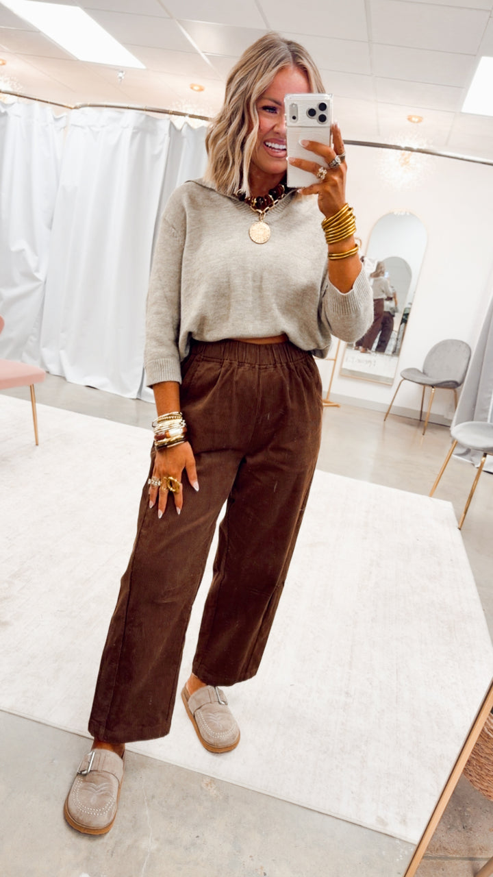 The Corduroy Barrel Pants-Chocolate