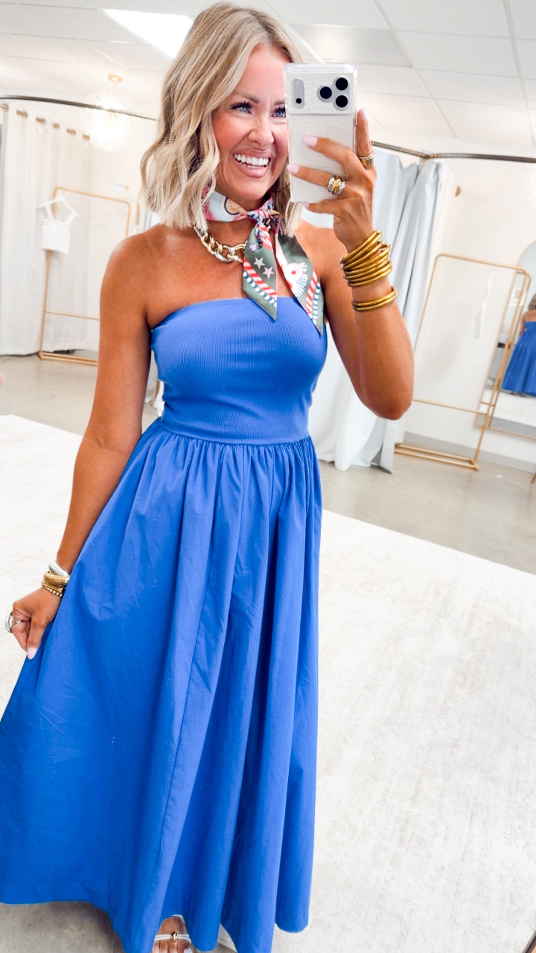 The Tidal Breeze Midi Dress-Cobalt