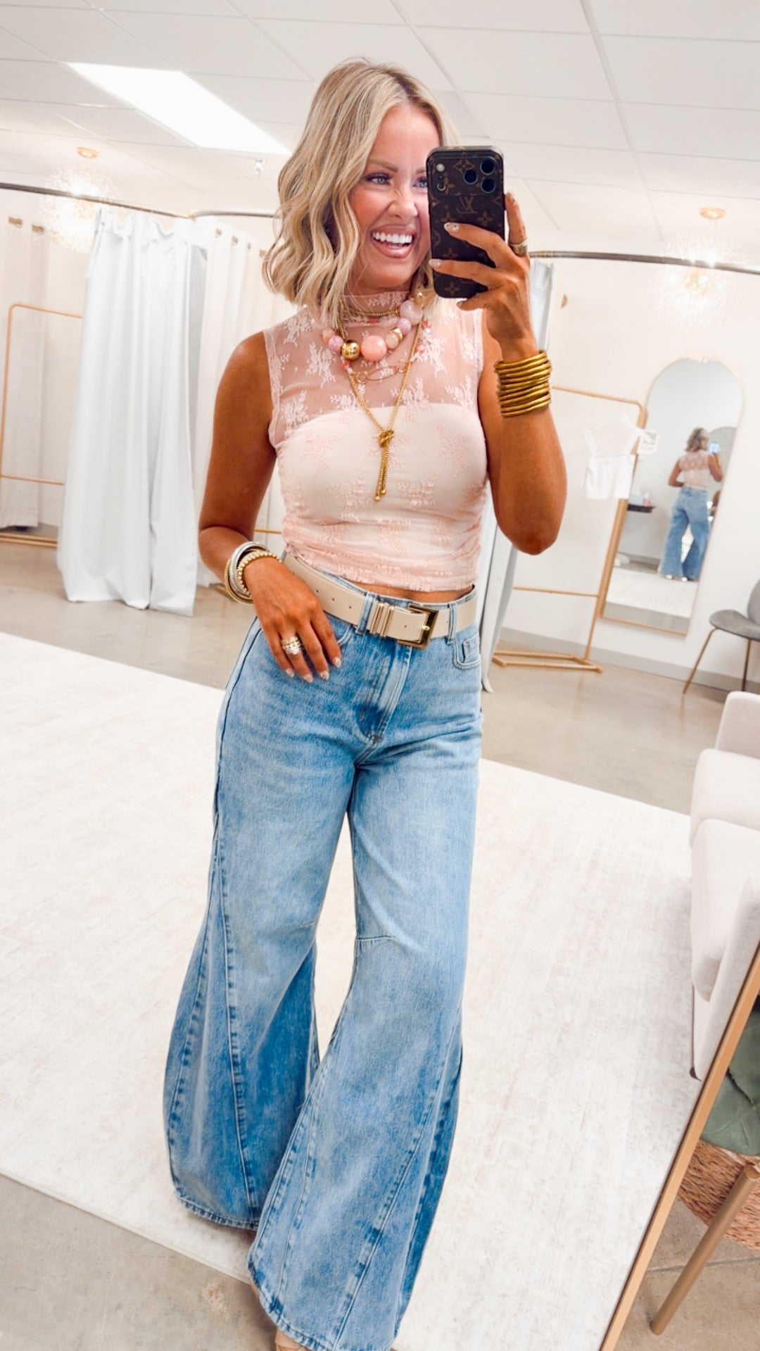 The Vivienne Lace Tank Top-Pink