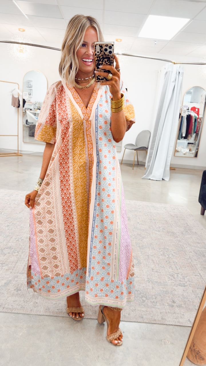 The Paloma Patchwork Midi Dress