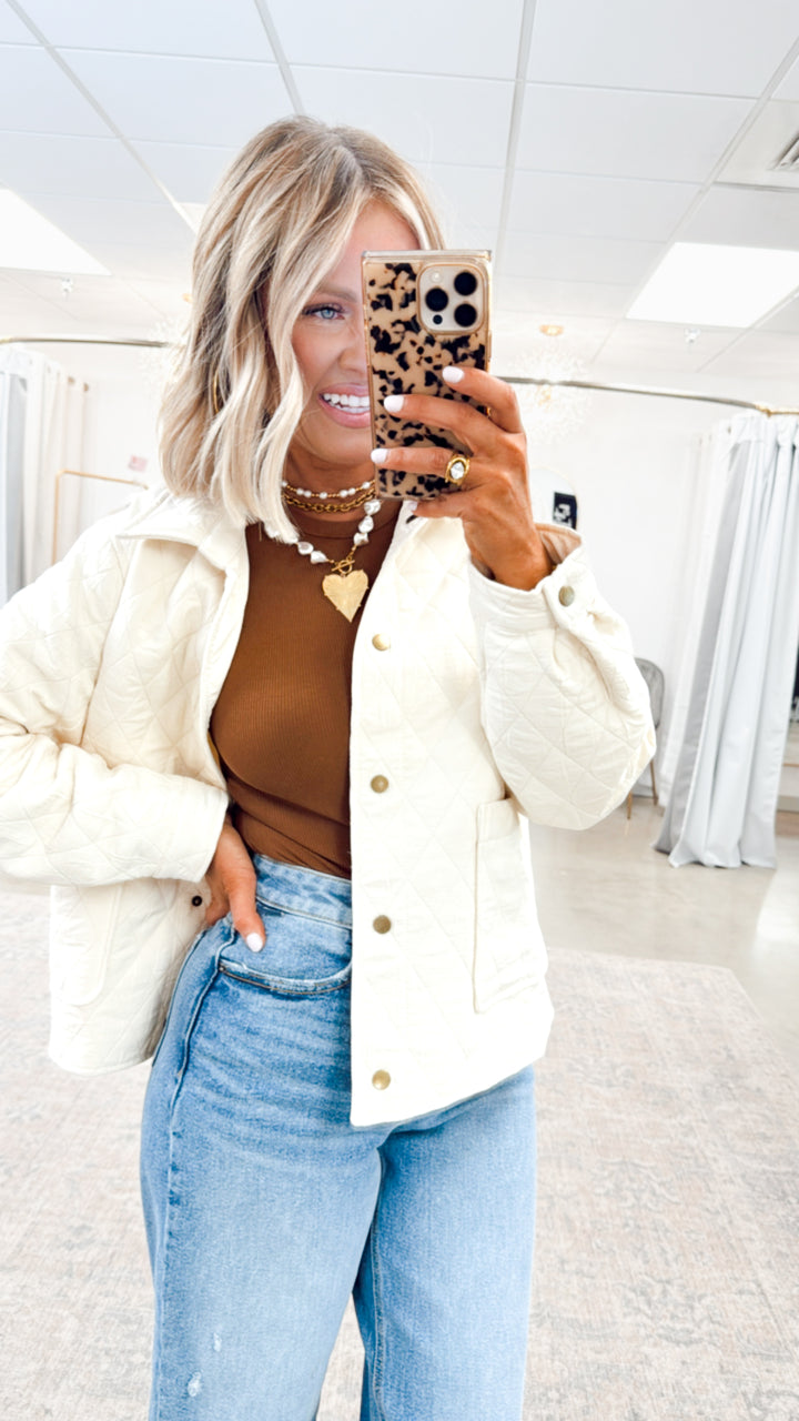 Ivy Quilted Jacket-Cream